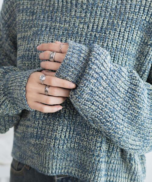 WEGO（ウィゴー）の「WEGO/ミックスカーラーショートニット（ニット/セーター・レディース・サックスブルー/オレンジ/グリーン・FREE）」の8枚目の写真