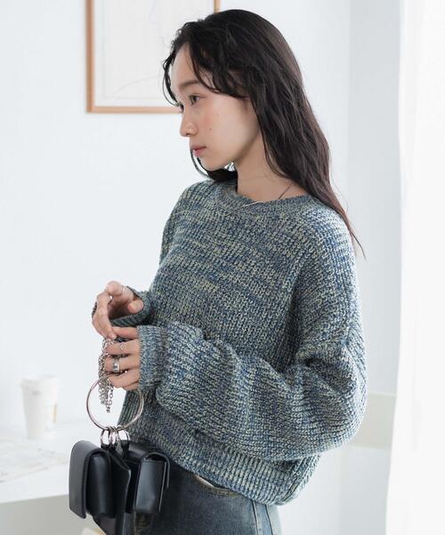 WEGO（ウィゴー）の「WEGO/ミックスカーラーショートニット（ニット/セーター・レディース・サックスブルー/オレンジ/グリーン・FREE）」の14枚目の写真