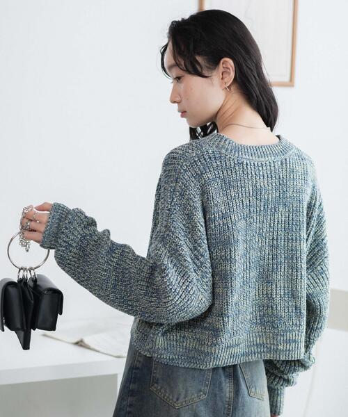 WEGO（ウィゴー）の「WEGO/ミックスカーラーショートニット（ニット/セーター・レディース・サックスブルー/オレンジ/グリーン・FREE）」の15枚目の写真