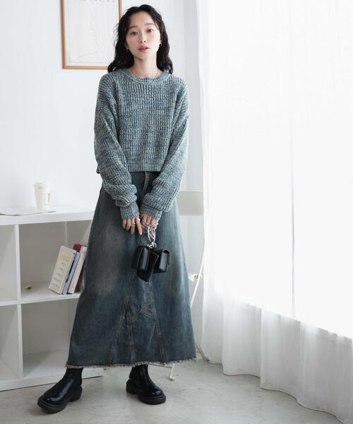 WEGO（ウィゴー）の「WEGO/ミックスカーラーショートニット（ニット/セーター・レディース・サックスブルー/オレンジ/グリーン・FREE）」の16枚目の写真