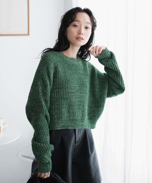 WEGO（ウィゴー）の「WEGO/ミックスカーラーショートニット（ニット/セーター・レディース・サックスブルー/オレンジ/グリーン・FREE）」の10枚目の写真