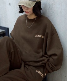 MONO-MART(モノマート)の【CODDERR】アーチロゴ刺繍 ヘビーウェイト裏起毛スウェットセットアップ/ビッグシルエットクルースウェット&スウェットワイドパンツ(ルームウェア/パジャマ)