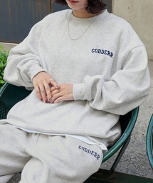 CODDERR（コーダー）の「【CODDERR】アーチロゴ刺繍 ヘビーウェイト裏起毛スウェットセットアップ/ビッグシルエットクルースウェット＆スウェットワイドパンツ（ルームウェア/パジャマ）」