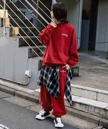 CODDERR（コーダー）の「【CODDERR】アーチロゴ刺繍 ヘビーウェイト裏起毛スウェットセットアップ/ビッグシルエットクルースウェット＆スウェットワイドパンツ（ルームウェア/パジャマ）」