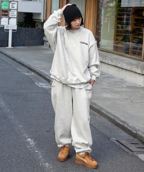 セール】【CODDERR】アーチロゴ刺繍 ヘビーウェイト裏起毛スウェット