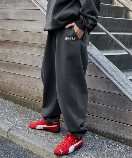 CODDERR】アーチロゴ刺繍 ヘビーウェイト裏起毛スウェットセットアップ