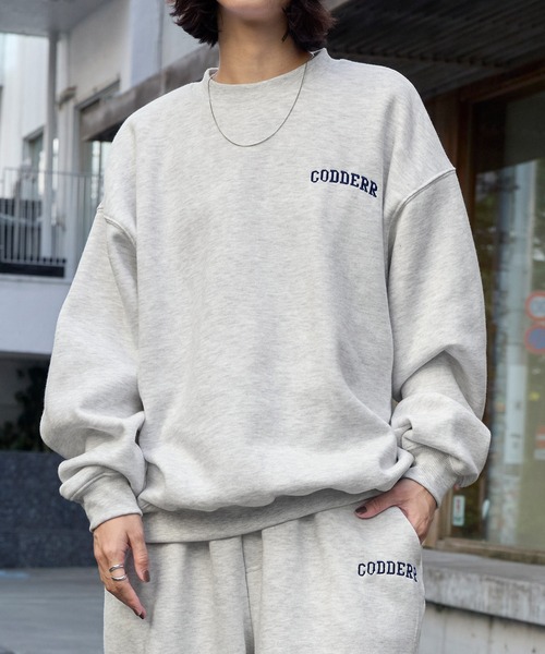 セール】【CODDERR】アーチロゴ刺繍 ヘビーウェイト裏起毛スウェット