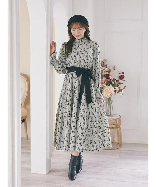 Areeam（アリーム）の「リボン付きティアードワンピース（ワンピース・レディース・ダークブラウン/グリーン系その他/ライトイエロー・FREE）」の6枚目の写真