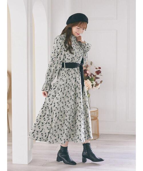 Areeam（アリーム）の「リボン付きティアードワンピース（ワンピース・レディース・ダークブラウン/グリーン系その他/ライトイエロー・FREE）」の8枚目の写真