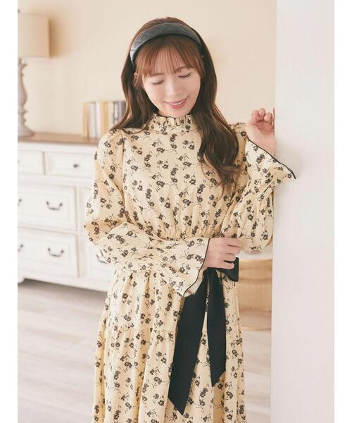 Areeam（アリーム）の「リボン付きティアードワンピース（ワンピース・レディース・ダークブラウン/グリーン系その他/ライトイエロー・FREE）」の16枚目の写真