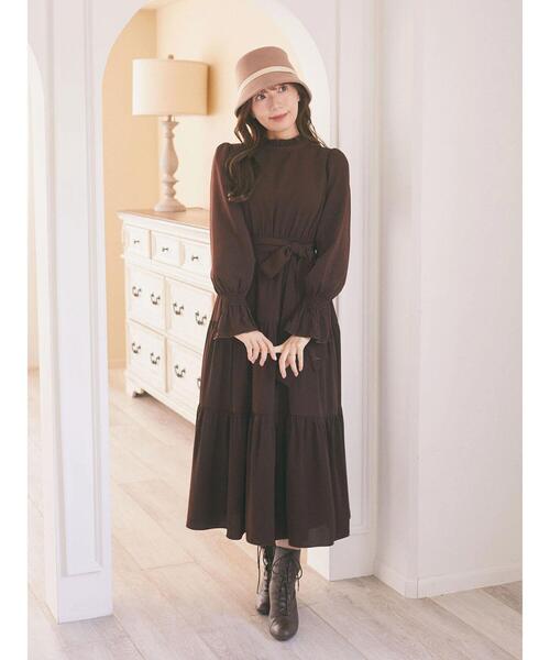 Areeam（アリーム）の「リボン付きティアードワンピース（ワンピース・レディース・ダークブラウン/グリーン系その他/ライトイエロー・FREE）」の22枚目の写真