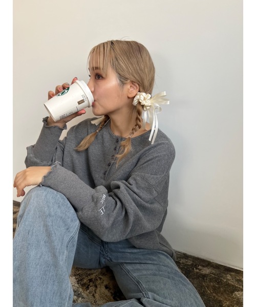 JUMELLE（ジュメロ）の「long ribbon set shushu（シュシュ・レディース・アイボリー・FREE）」の3枚目の写真