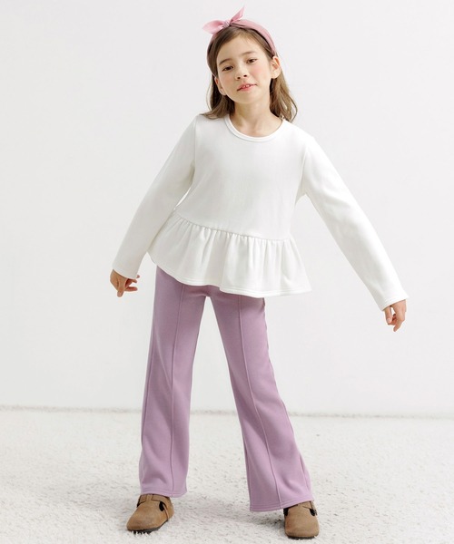 Bee des Bee(ビーデスビー)の「裏起毛 センタータック入りフレアパンツ(スウェットパンツ・キッズ・ブラック/パープル系/グレイッシュベージュ/チャコール/杢グレー・110cm/130cm/140cm/150cm/120cm/100cm)」の22枚目の写真