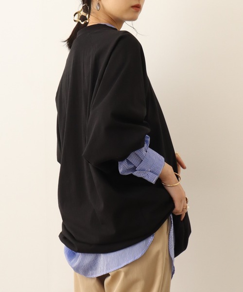 atONE(アットワン)の「atONE オーバーサイズ長袖ラグランTシャツ(Tシャツ/カットソー・レディース・グレイッシュベージュ/オフホワイト/ブラック/チャコールグレー/モカ・4L~5L/M~L/LL~3L)」の13枚目の写真