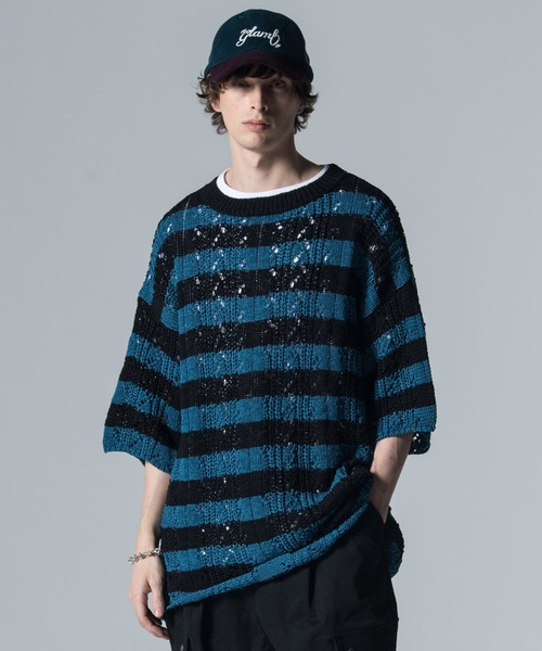 注目ブランドのギフト glamb（グラム）の「Short Sleeves ショート / Knit Border トップス