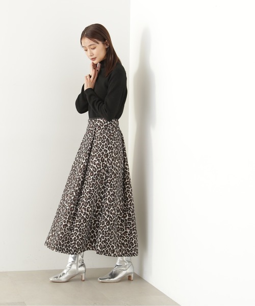 N.（N. Natural Beauty Basic）（エヌエヌナチュラルビューティーベーシック）の「【S Size Line】◆ジャガードレオパードフレアスカート（スカート・レディース・ホワイト系/ネイビー系・MEDIUM/SMALL）」の6枚目の写真