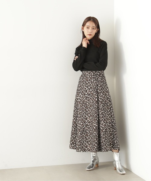 N.（N. Natural Beauty Basic）（エヌエヌナチュラルビューティーベーシック）の「【S Size Line】◆ジャガードレオパードフレアスカート（スカート・レディース・ホワイト系/ネイビー系・MEDIUM/SMALL）」の7枚目の写真