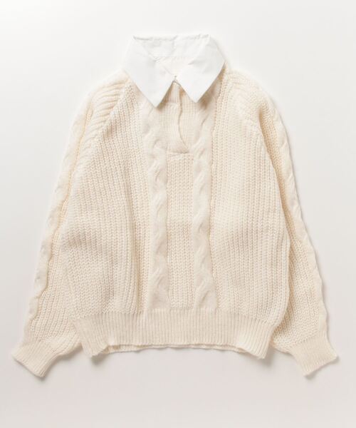 gossip!ロサンゼルス(ゴシップロサンゼルス)の「ワイシャツ襟 ニット(ニット/セーター・レディース・オフホワイト/ブラック・FREE)」の10枚目の写真