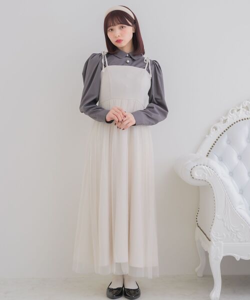 ems excite（エムズエキサイト）の「チュールキャミOP（ワンピース・レディース・ナチュラル/ブラック/ピンク・FREE）」の4枚目の写真