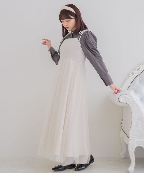 ems excite（エムズエキサイト）の「チュールキャミOP（ワンピース・レディース・ナチュラル/ブラック/ピンク・FREE）」の5枚目の写真