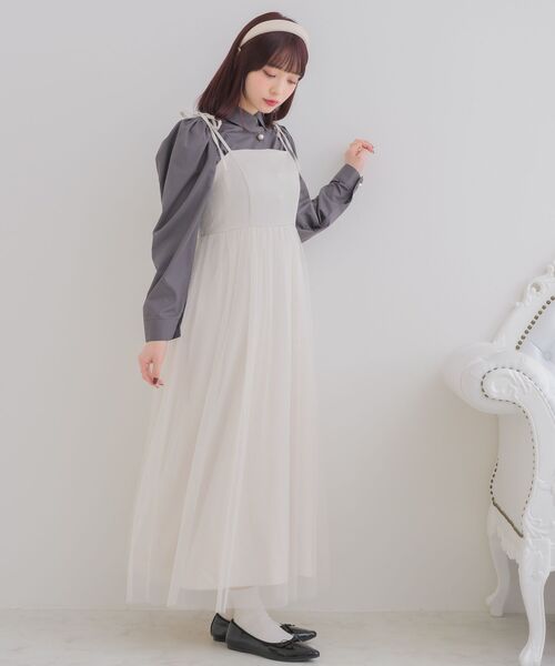 ems excite（エムズエキサイト）の「チュールキャミOP（ワンピース・レディース・ナチュラル/ブラック/ピンク・FREE）」の6枚目の写真