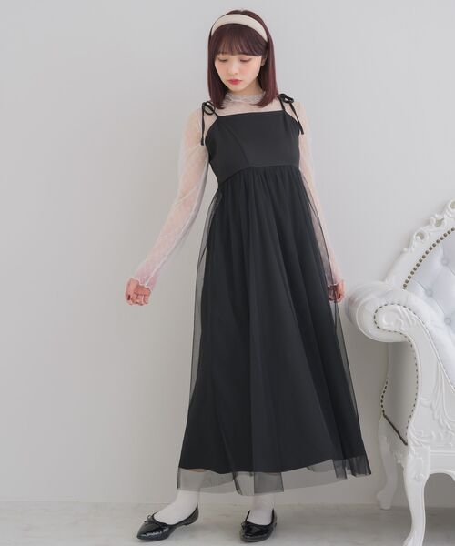 ems excite（エムズエキサイト）の「チュールキャミOP（ワンピース・レディース・ナチュラル/ブラック/ピンク・FREE）」の17枚目の写真