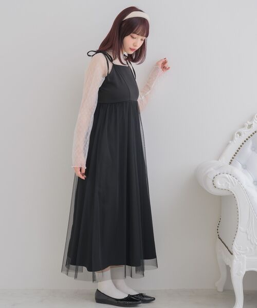 ems excite（エムズエキサイト）の「チュールキャミOP（ワンピース・レディース・ナチュラル/ブラック/ピンク・FREE）」の19枚目の写真