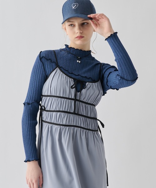 idem（イデム）の「piping ribbon onepiece/パイピングリボンキャミ 