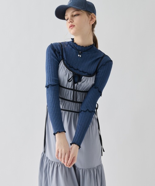 idem（イデム）の「piping ribbon onepiece/パイピングリボンキャミ 