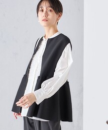 〈手洗い可能〉フロント ジップ フリル デザイン ペプラム ジレ ◇