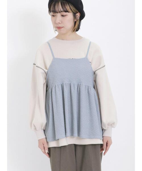 Samansa Mos2(サマンサ モスモス)の「カットジャカードキャミソール(Tシャツ/カットソー・レディース・ブルー/キナリ/チャコールグレー・F)」の18枚目の写真