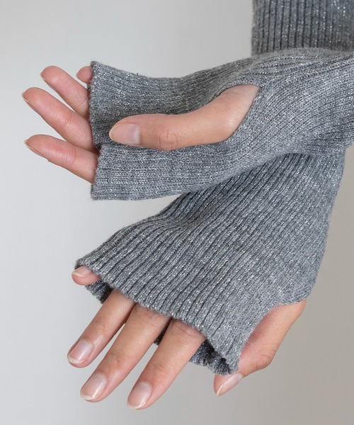 ライトグレー ラメハイネックリブニットセーター セール】ラメハイネックリブニット（ニット/セーター）｜EUCLAID