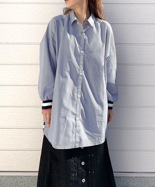 Q（キュー）の「リブドッキングシャツ（シャツ/ブラウス・レディース・ホワイト/ブルー系・MEDIUM）」の14枚目の写真