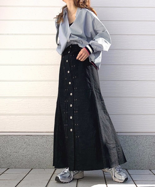 Q（キュー）の「リブドッキングシャツ（シャツ/ブラウス・レディース・ホワイト/ブルー系・MEDIUM）」の6枚目の写真