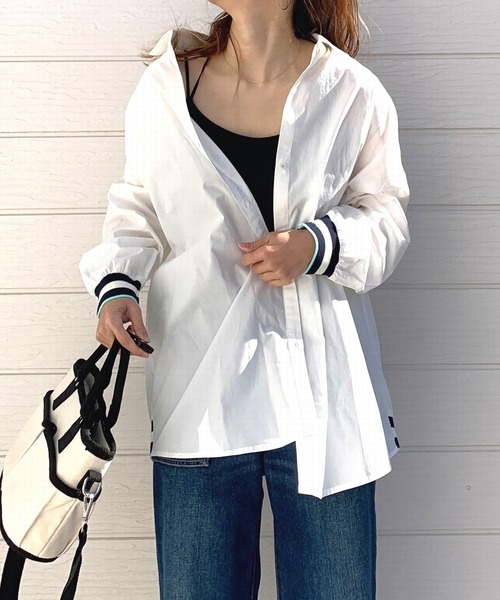 Q（キュー）の「リブドッキングシャツ（シャツ/ブラウス・レディース・ホワイト/ブルー系・MEDIUM）」の15枚目の写真