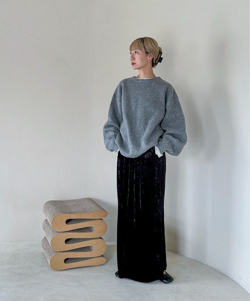 feepur(フェピュール)の「【TALLサイズあり】クラッシュベロアマーメイドスカート(スカート・レディース・ブラック/オフホワイト/ブラウン・MEDIUM/TALL)」の12枚目の写真