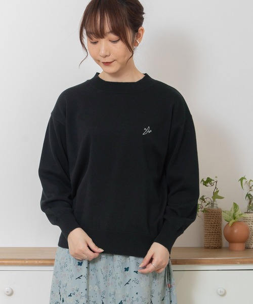 ふいふいページ DIESEL ブラック ロゴ刺繍 長袖ニット die-l-t-c8-185_2.jpg