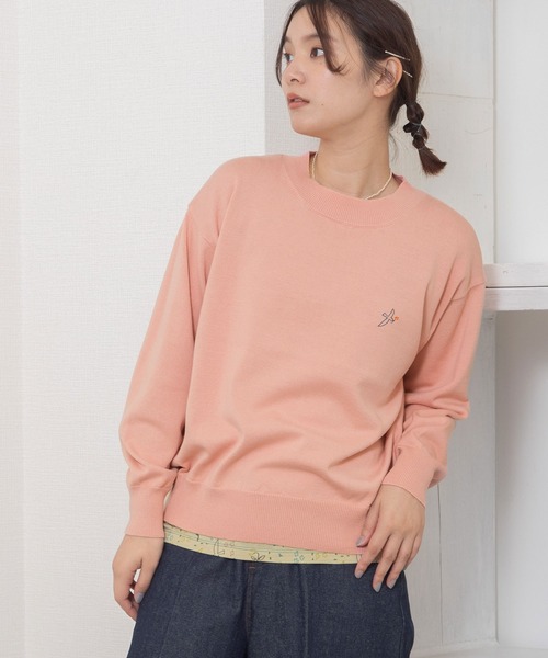 セール】ワンポイントとり刺繍ベーシックニット（ニット