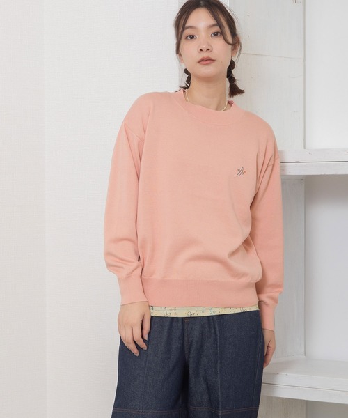 POU DOU DOU(プードゥドゥ)の「ワンポイントとり刺繍ベーシックニット(ニット/セーター・レディース・ベージュ/ブラック/ピンク/ライトグリーン/ブルー・3)」の14枚目の写真