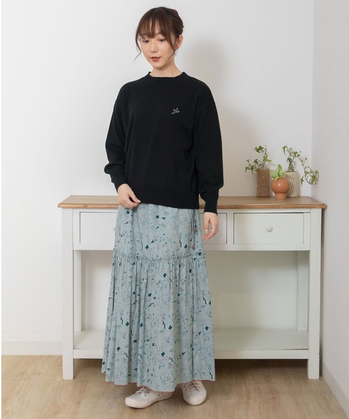 ふいふいページ DIESEL ブラック ロゴ刺繍 長袖ニット die-l-t-c8-185.jpg