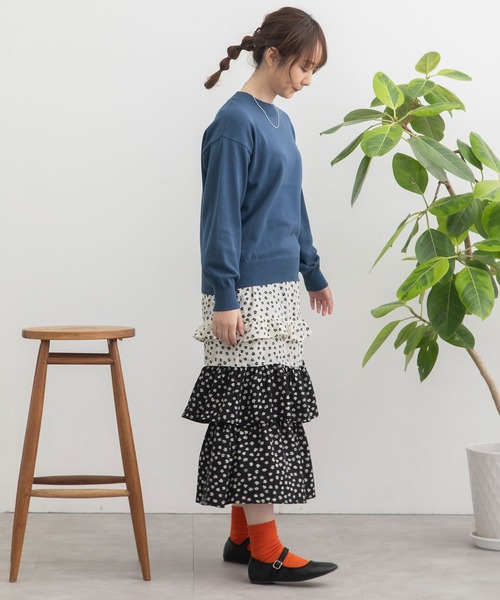 POU DOU DOU(プードゥドゥ)の「ワンポイントとり刺繍ベーシックニット(ニット/セーター・レディース・ベージュ/ブラック/ピンク/ライトグリーン/ブルー・3)」の10枚目の写真