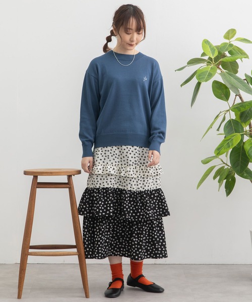 POU DOU DOU(プードゥドゥ)の「ワンポイントとり刺繍ベーシックニット(ニット/セーター・レディース・ベージュ/ブラック/ピンク/ライトグリーン/ブルー・3)」の11枚目の写真