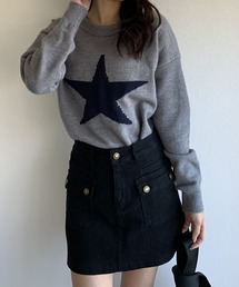 Silly（シリー）の「【春コーデに使いやすい♪】ジャガードスターニット（ニット/セーター）」