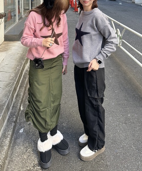 Silly(シリー)の「【春コーデに使いやすい♪】ジャガードスターニット(ニット/セーター・レディース・グレー/ピンク・FREE)」の11枚目の写真