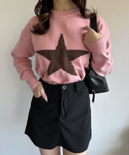 Silly(シリー)の「【春コーデに使いやすい♪】ジャガードスターニット(ニット/セーター・レディース・グレー/ピンク・FREE)」の14枚目の写真
