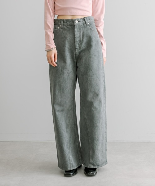 mystic（ミスティック）の「【ai no de】shibukawa ワイドフレアパンツ（デニムパンツ・レディース・ダークグレー・S/M）」の2枚目の写真