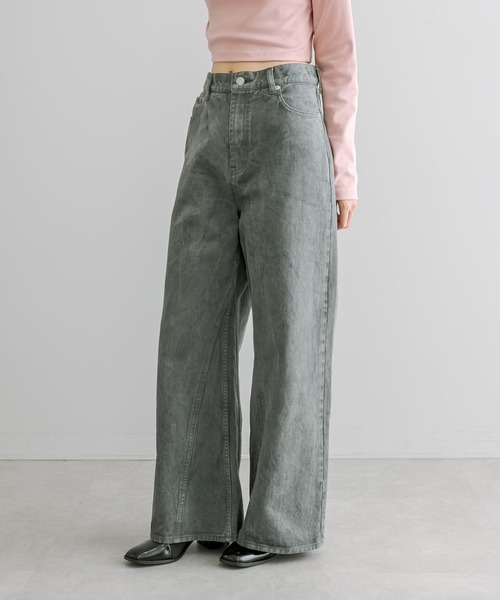 mystic（ミスティック）の「【ai no de】shibukawa ワイドフレアパンツ（デニムパンツ・レディース・ダークグレー・S/M）」の3枚目の写真