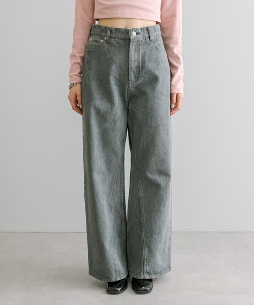 mystic（ミスティック）の「【ai no de】shibukawa ワイドフレアパンツ（デニムパンツ・レディース・ダークグレー・S/M）」の6枚目の写真