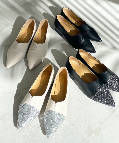 Futier land（フューティアランド）の「《新色追加》Vカットポインテッドフラットシューズ（パンプス・レディース・ブラック/アイボリー系/ブラック系/アイボリー/シルバー・36/37/38/39/40）」の22枚目の写真