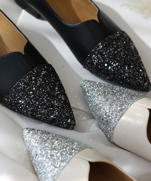 Futier land（フューティアランド）の「《新色追加》Vカットポインテッドフラットシューズ（パンプス・レディース・ブラック/アイボリー系/ブラック系/アイボリー/シルバー・36/37/38/39/40）」の11枚目の写真